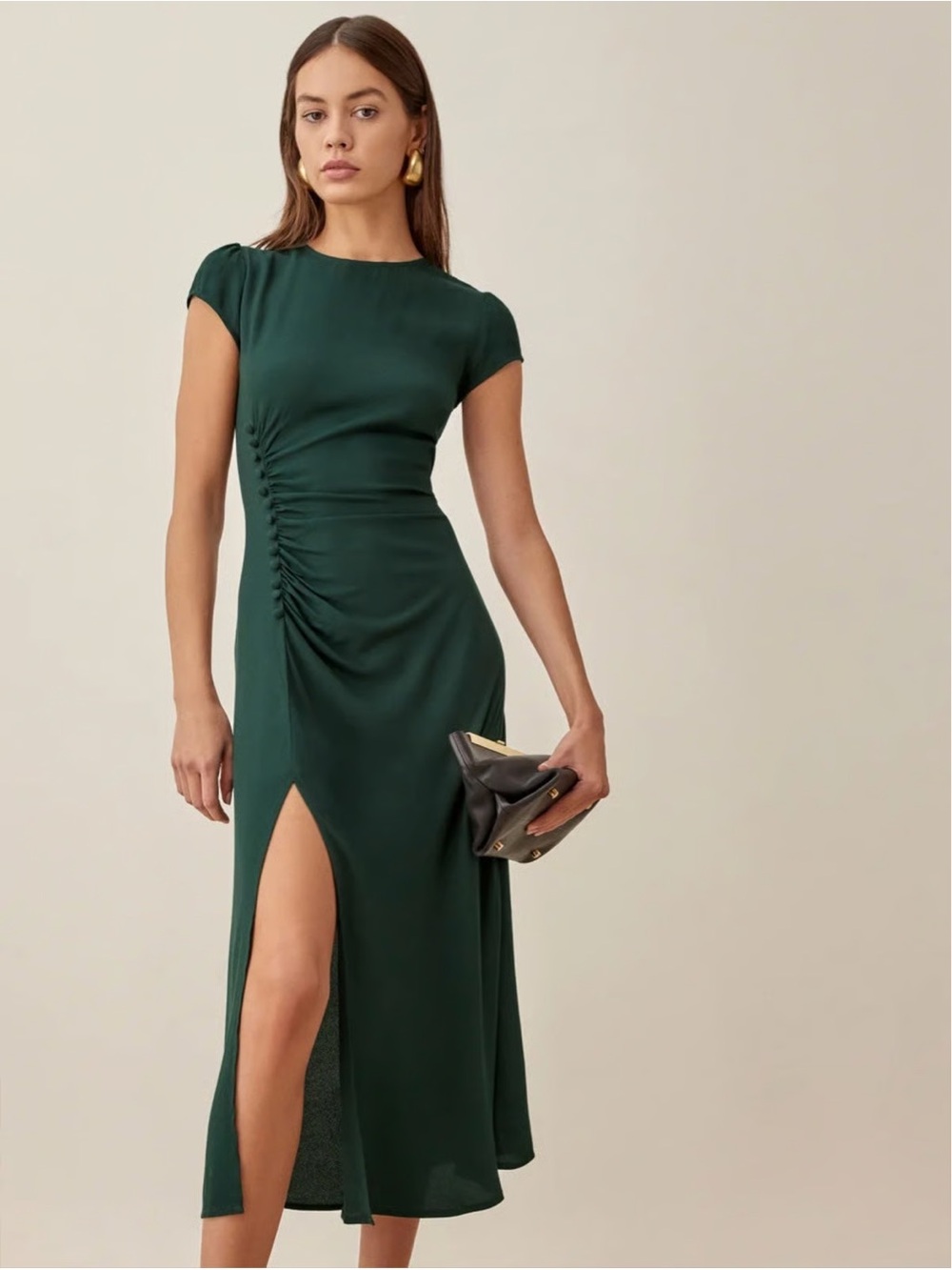 Reformation Faiser Dress Forest Green Size 0/XS